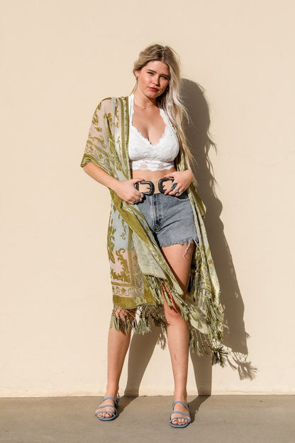 Velvet Mesh Tapestry Kimono-Soul Flow Apparel