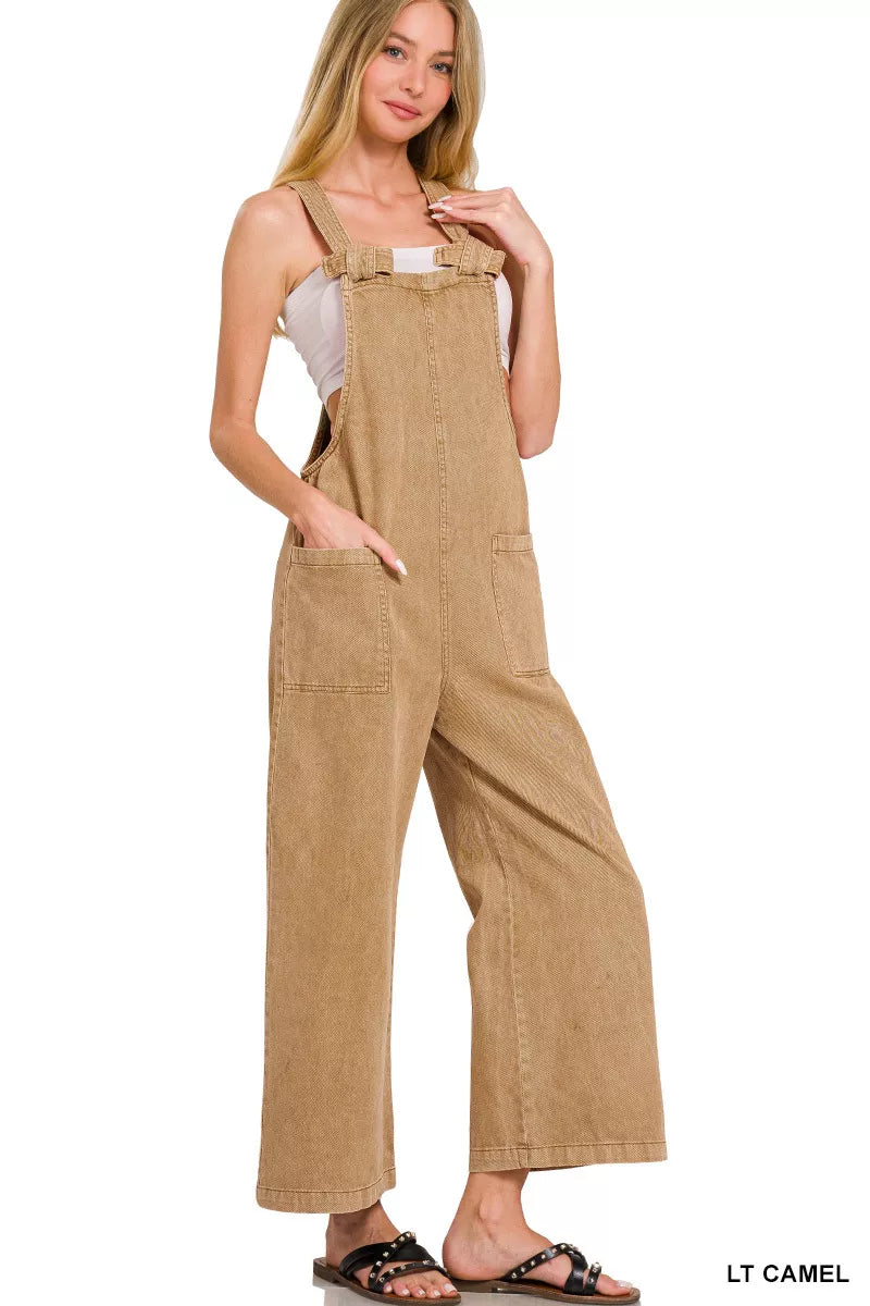 Trendsi Boho jumpsuit with pockets in light camel color for a trendy and comfortable look