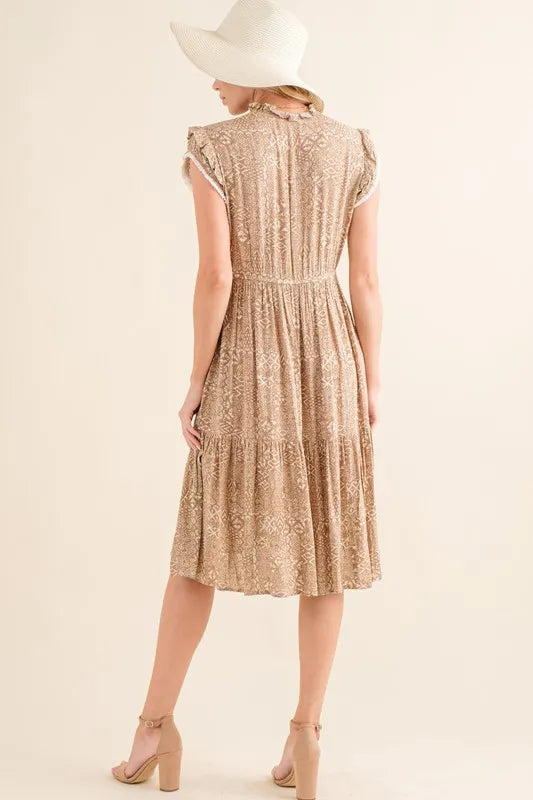 And The Why Boho Printed Tiered Maxi Dress-Soul Flow Apparel