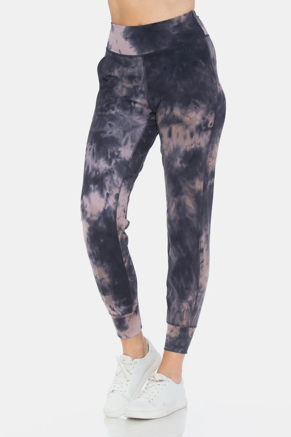 Trendsi tie-dye high waist leggings in gray and purple for comfortable everyday wear