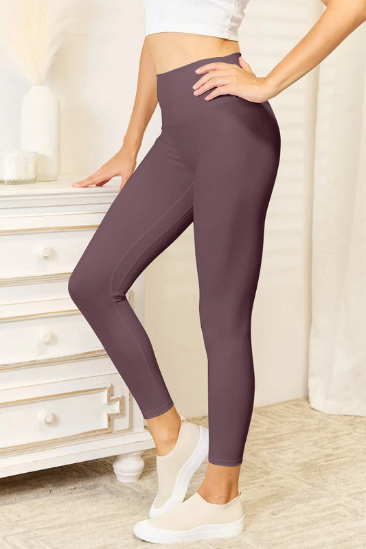 Double Take Wide Waistband Sports Leggings-Soul Flow Apparel