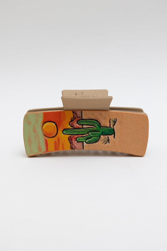 Cactus Sunset Hair Claw Clip – Desert-Inspired Clam Grip ????-Soul Flow Apparel