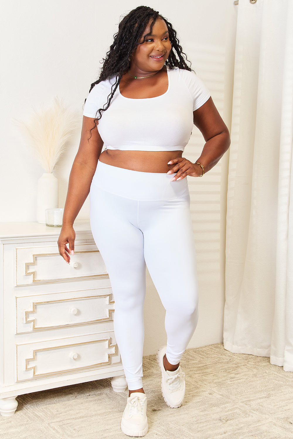 Double Take Wide Waistband Sports Leggings-Soul Flow Apparel