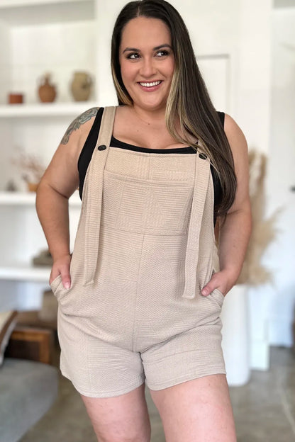 Trendsi boho sleeveless romper in beige with adjustable straps and a relaxed fit