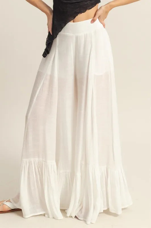 HYFVE High-Waist Ruffle Flared Wide Leg Pants-Soul Flow Apparel