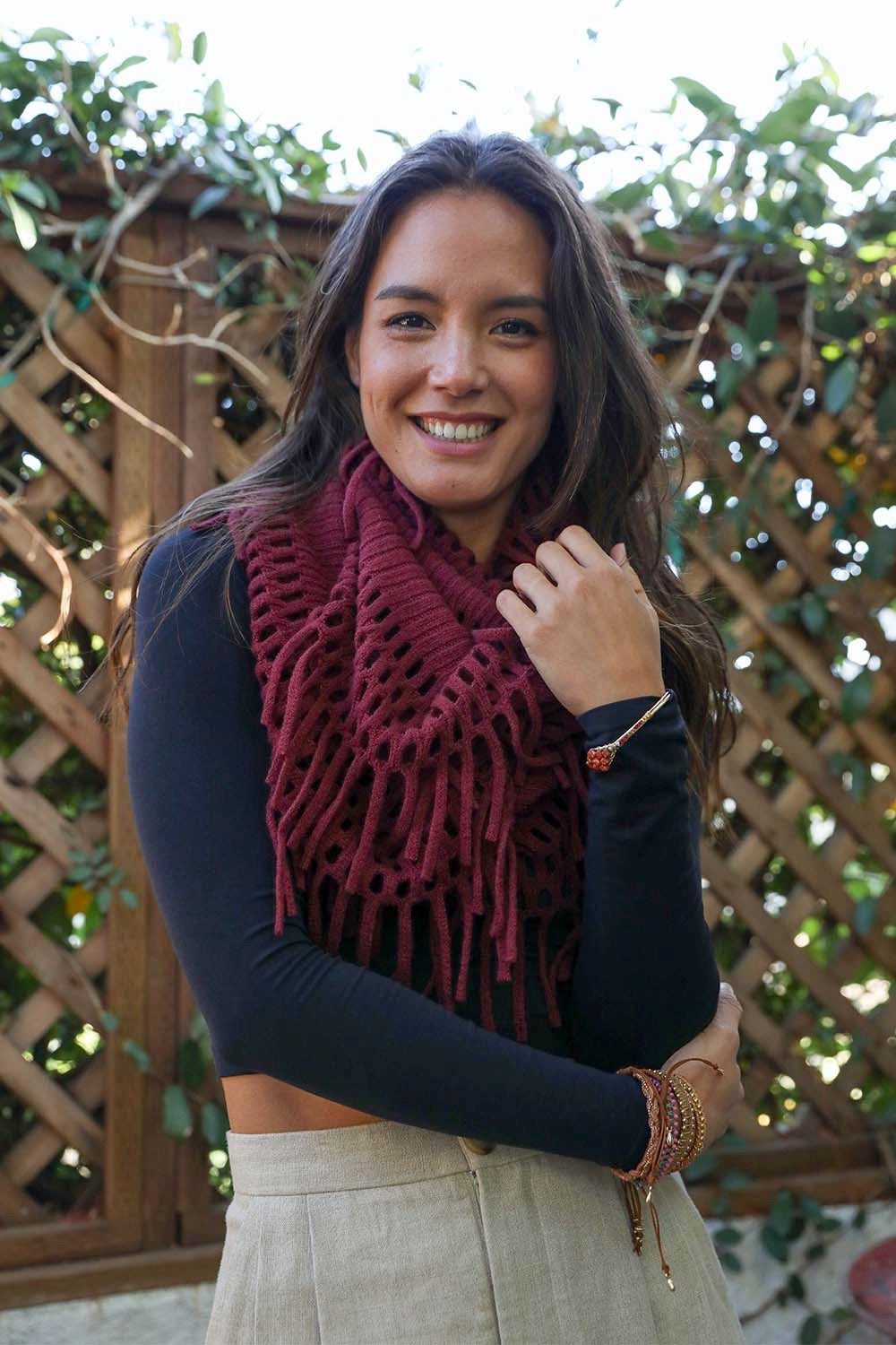 Fuzzy Chenille Tassel Infinity Scarf-Soul Flow Apparel