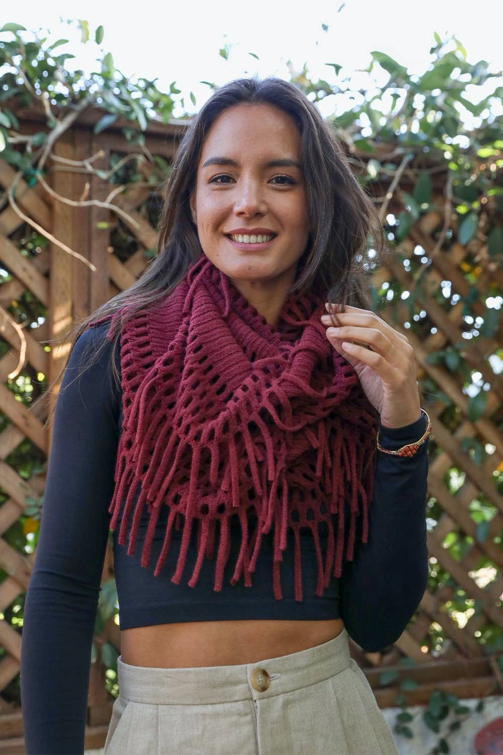 Fuzzy Chenille Tassel Infinity Scarf-Soul Flow Apparel