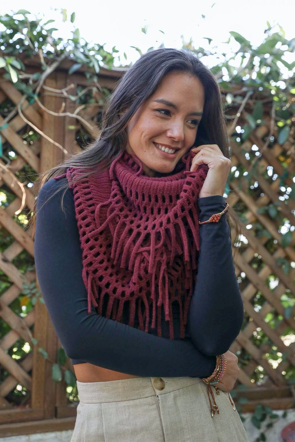 Fuzzy Chenille Tassel Infinity Scarf-Soul Flow Apparel