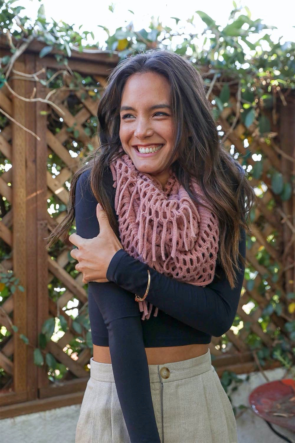 Fuzzy Chenille Tassel Infinity Scarf-Soul Flow Apparel