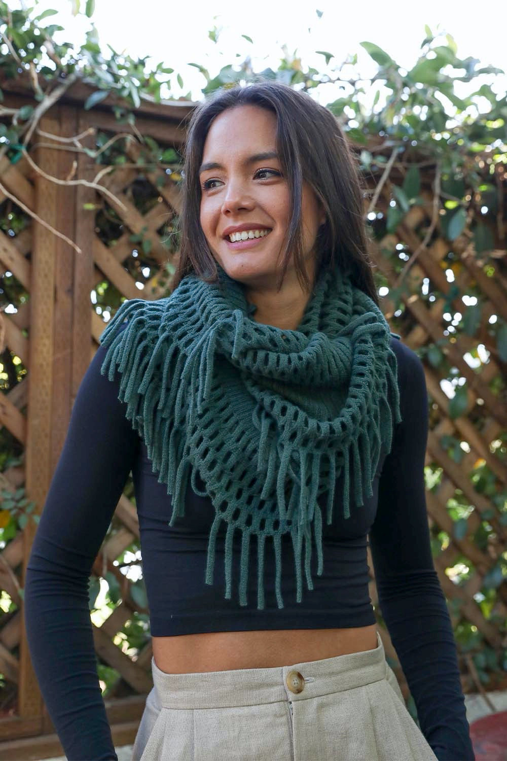 Fuzzy Chenille Tassel Infinity Scarf-Soul Flow Apparel