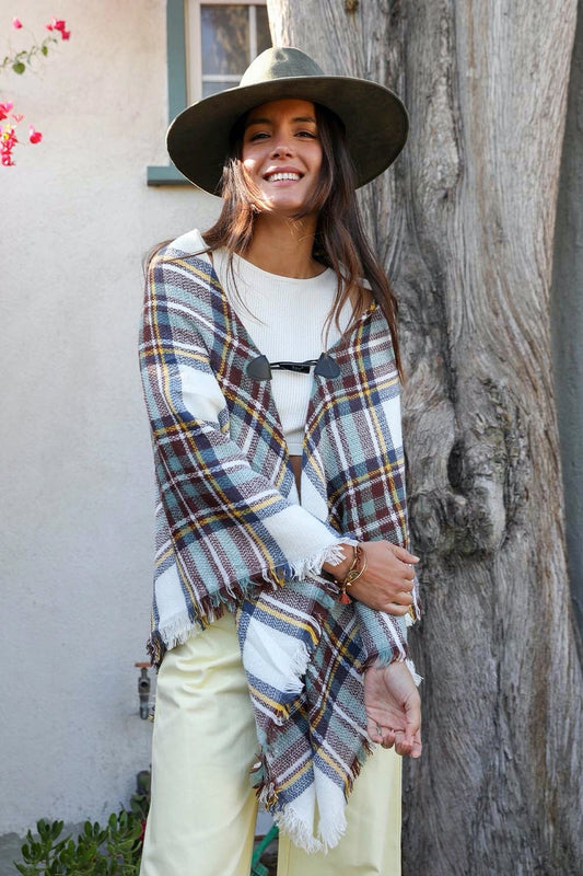 Classic Flannel Toggle Poncho-Soul Flow Apparel