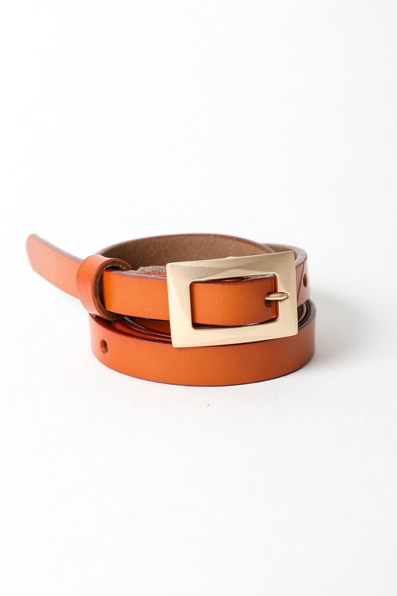 Gold Buckle Skinny Belt – Chic and Elegant-Soul Flow Apparel