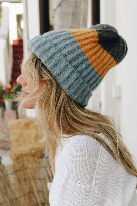 Soul Flow Apparel | Boho Color Block Knit Beanie