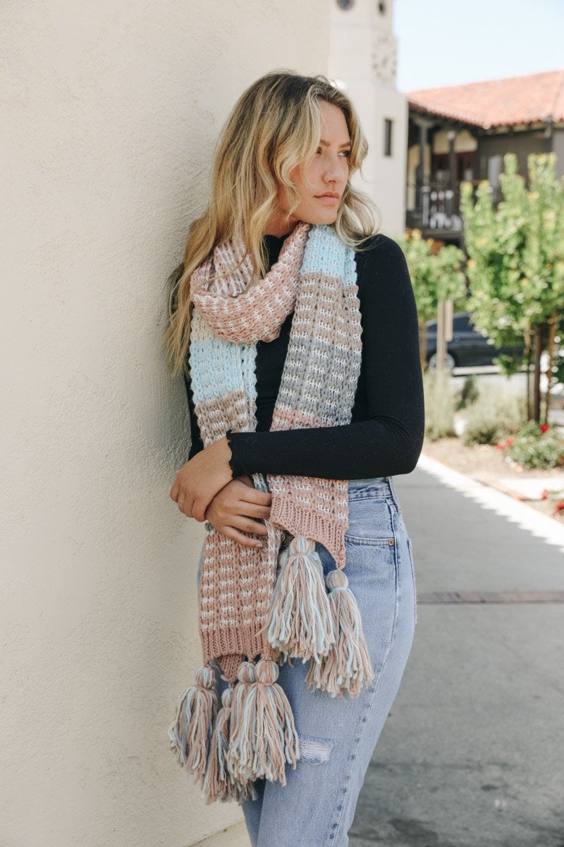 Colorblock Contrast Knit Scarf-Soul Flow Apparel