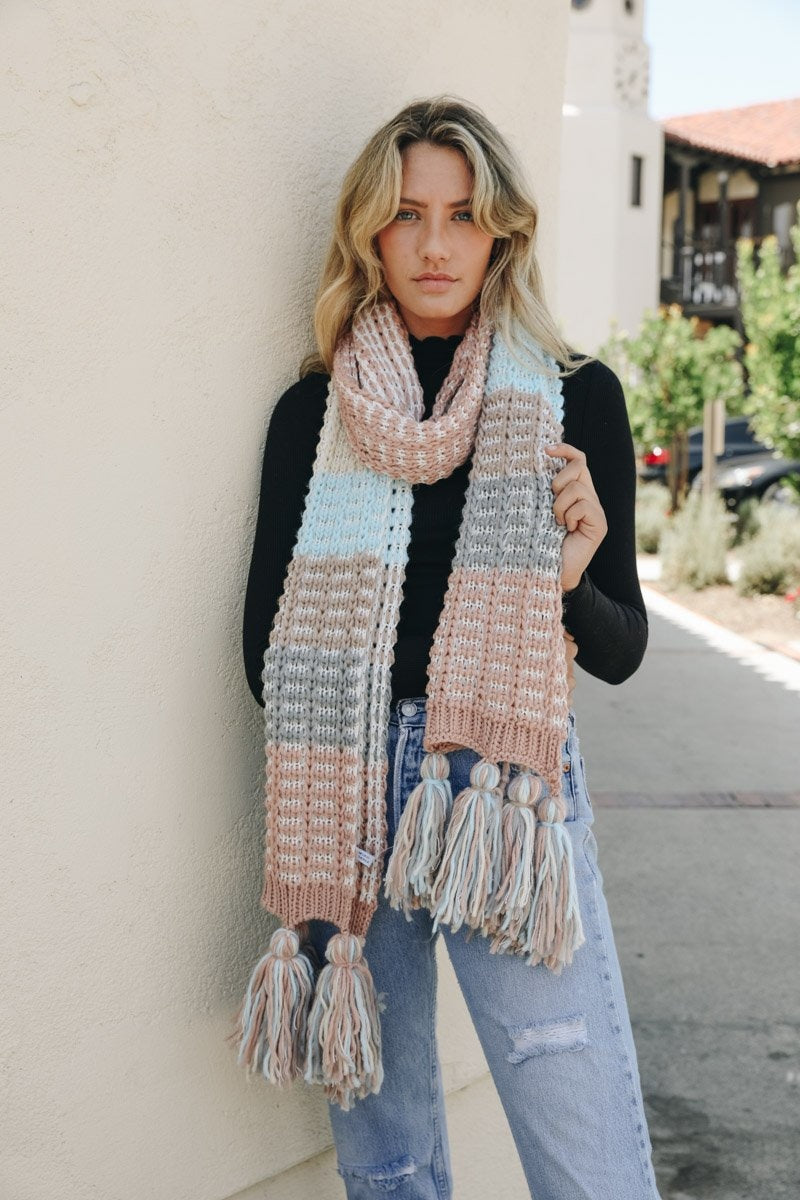 Colorblock Contrast Knit Scarf-Soul Flow Apparel