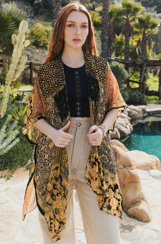 Bohemian Burnout Velvet Kimono-Soul Flow Apparel