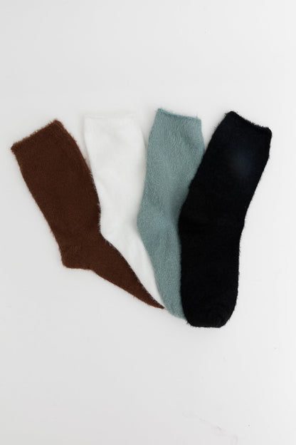 Leto Collection Cozy Socks Set in Brown, White, Blue, and Black for Ultimate Comfort