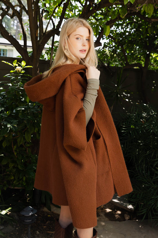 Cozy Solid Color Hooded Ruana-Soul Flow Apparel