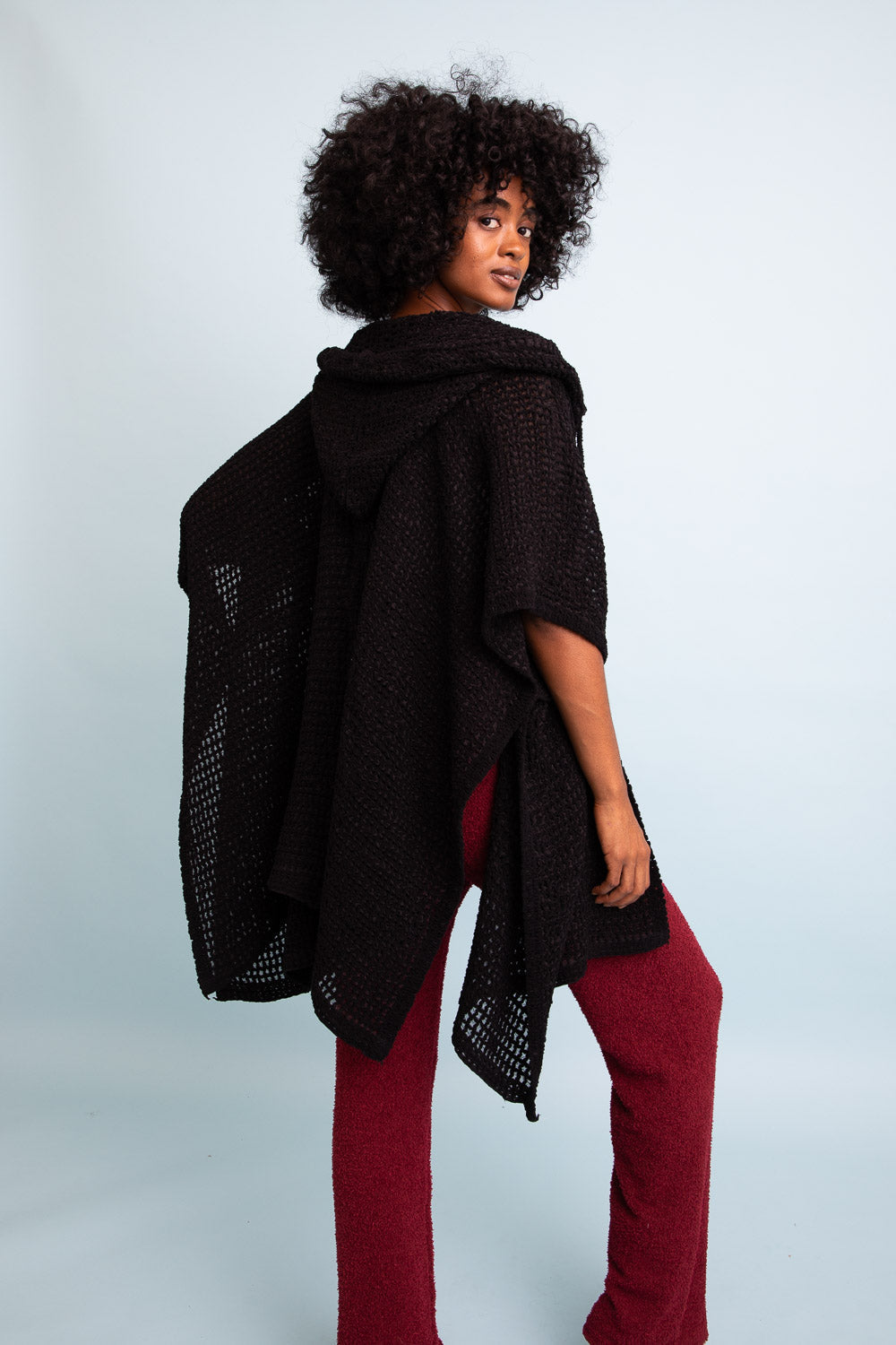 Cozy Soft Waffle Hooded Ruana-Soul Flow Apparel
