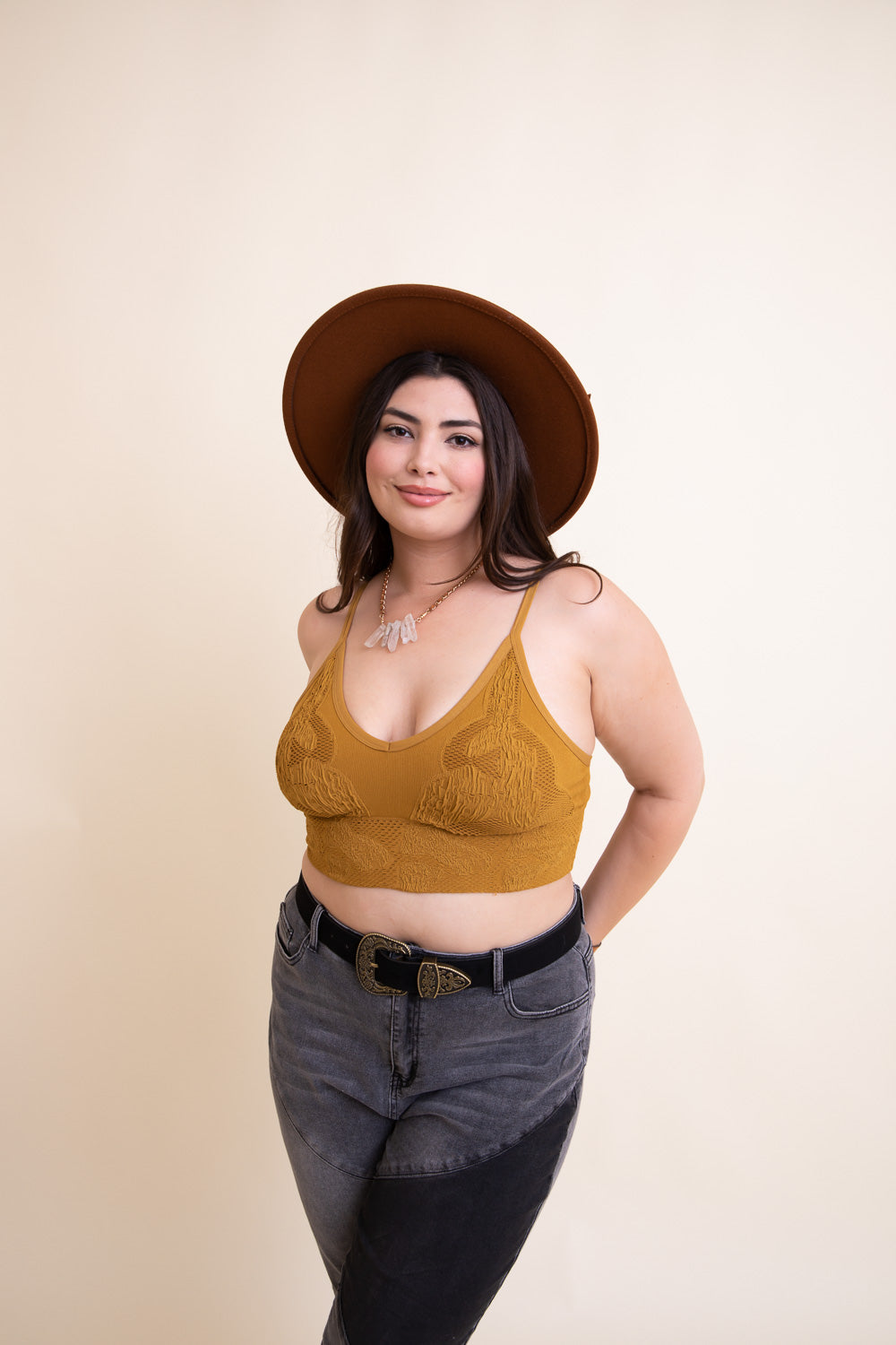 Curvy Seamless Padded Textured Brami Plus-Soul Flow Apparel
