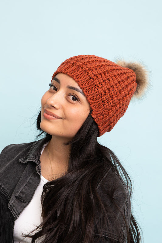 Cute Textured Pom Beanie-Soul Flow Apparel