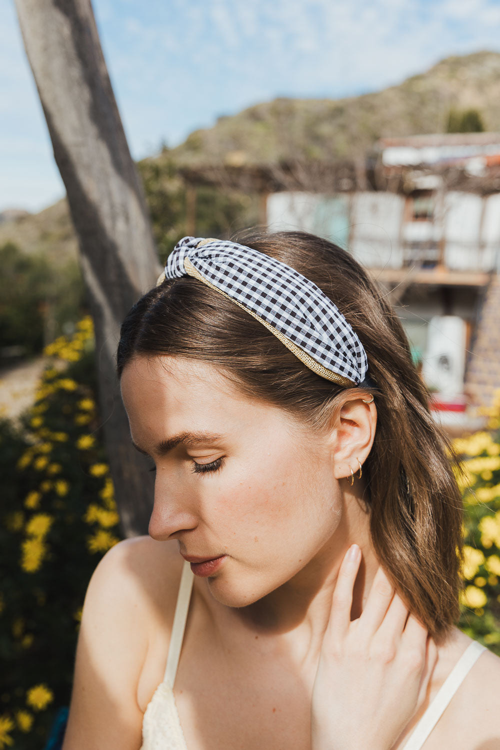 Cutesy Gingham Woven Knot Headband-Soul Flow Apparel