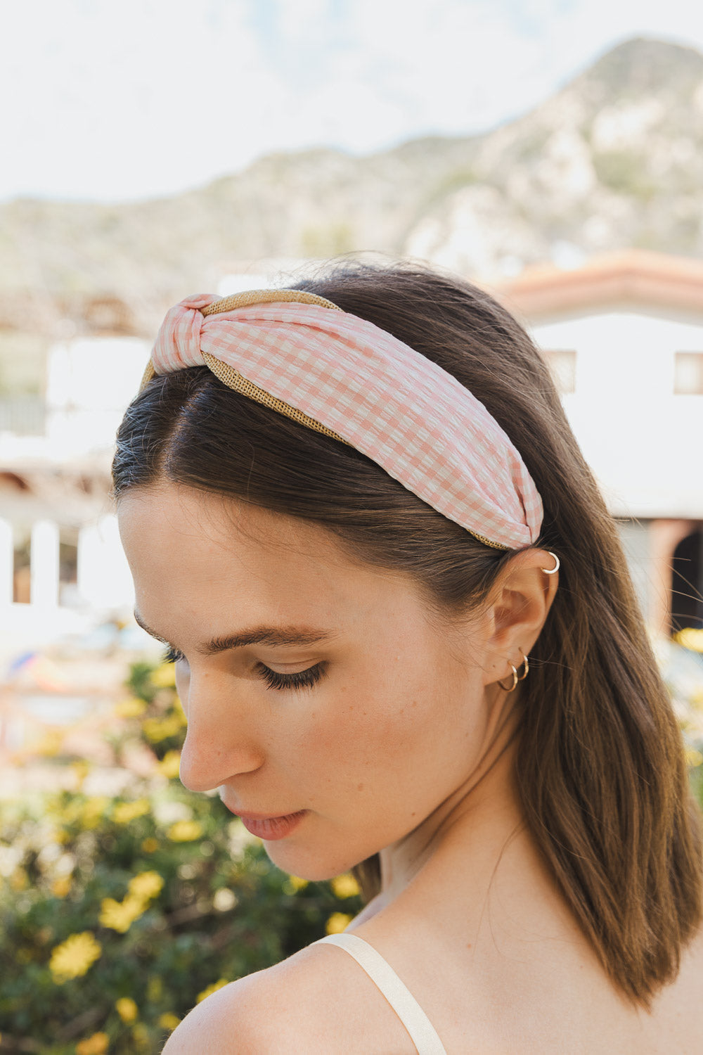 Cutesy Gingham Woven Knot Headband-Soul Flow Apparel