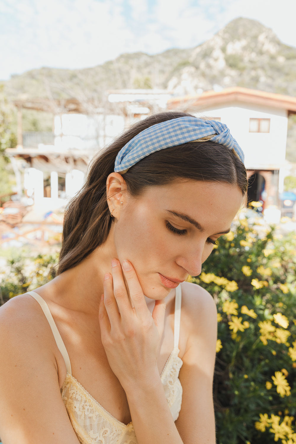 Cutesy Gingham Woven Knot Headband-Soul Flow Apparel