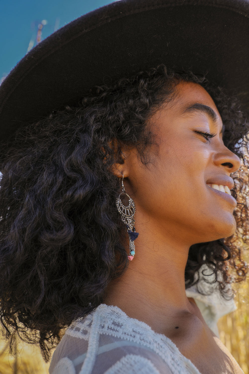 Dangling Rose Quartz & Fringe Earrings-Soul Flow Apparel