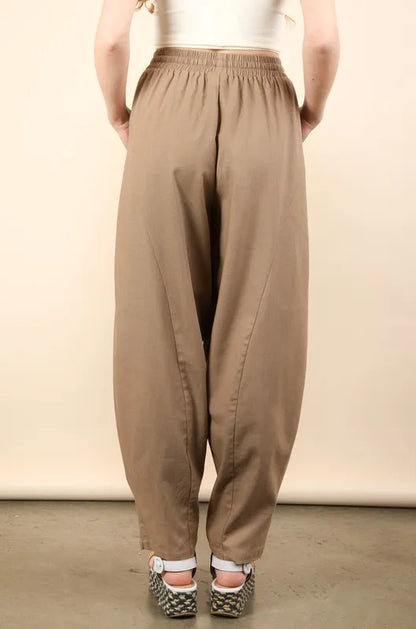VERY J Solid Barrel Comfy Woven Pants-Soul Flow Apparel