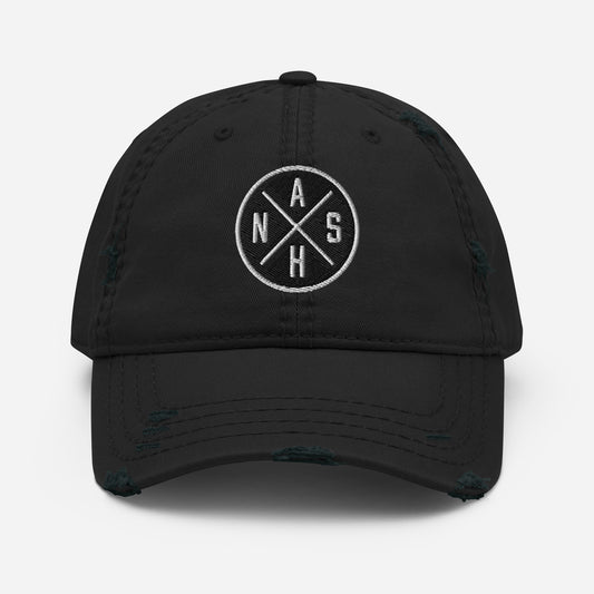 Circled Nash Embroidered Distressed Dad Hat-Soul Flow Apparel