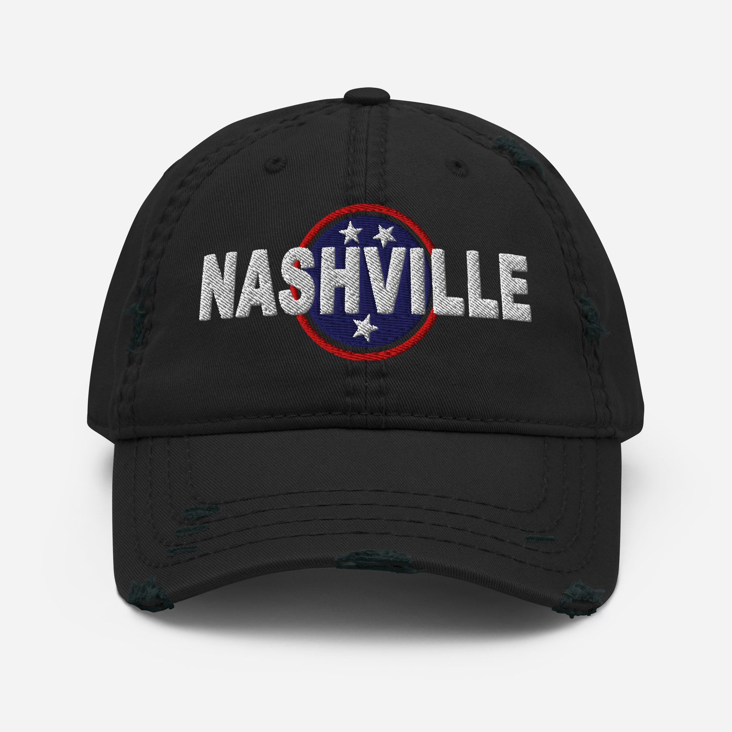 Nashville Embroidered Distressed Dad Hat-Soul Flow Apparel