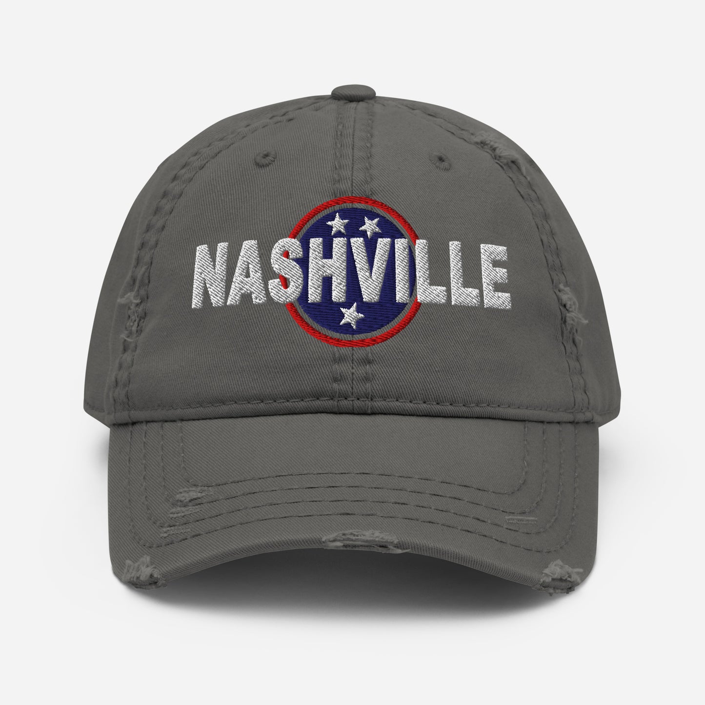 Nashville Embroidered Distressed Dad Hat-Soul Flow Apparel