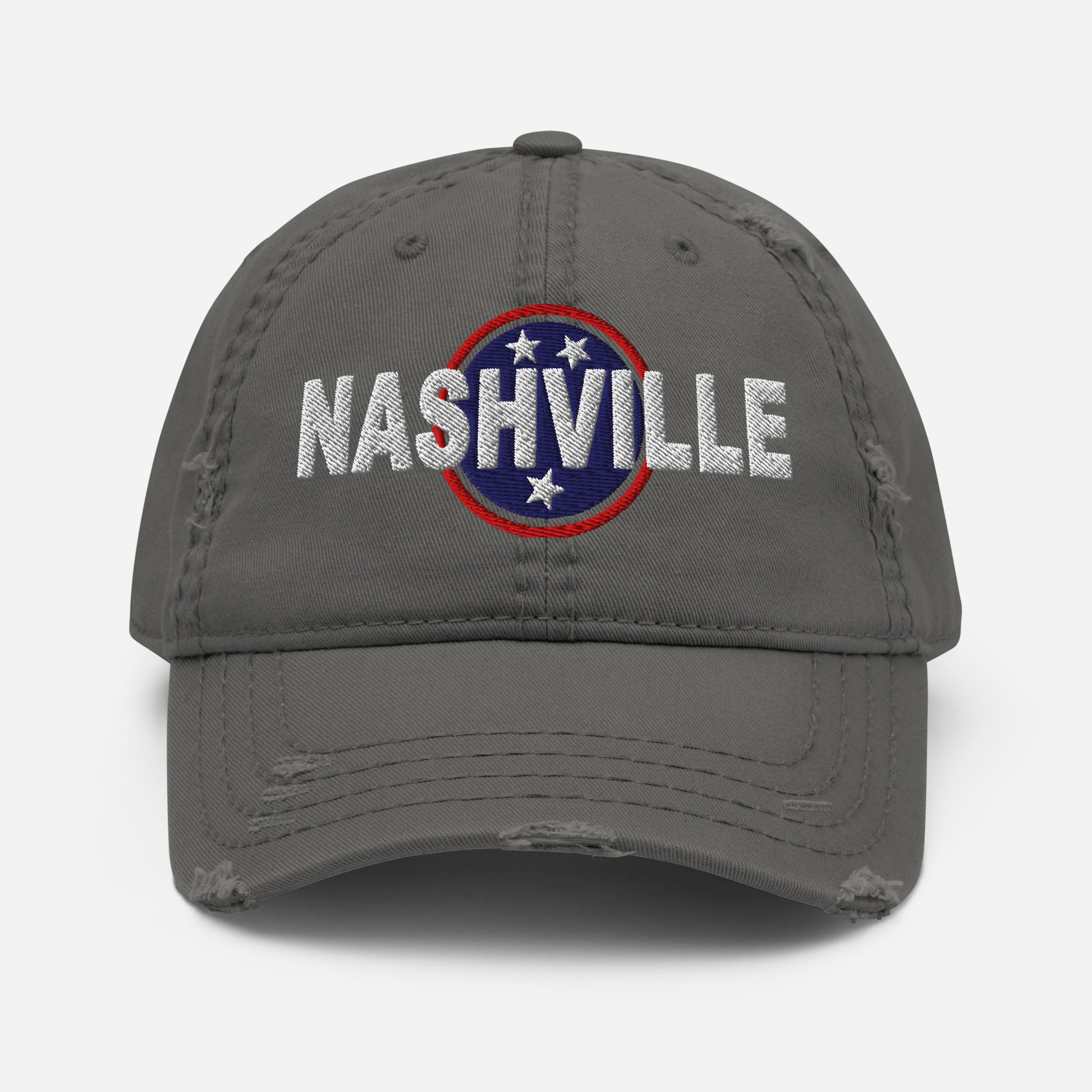 Nashville Embroidered Distressed Dad Hat-Soul Flow Apparel