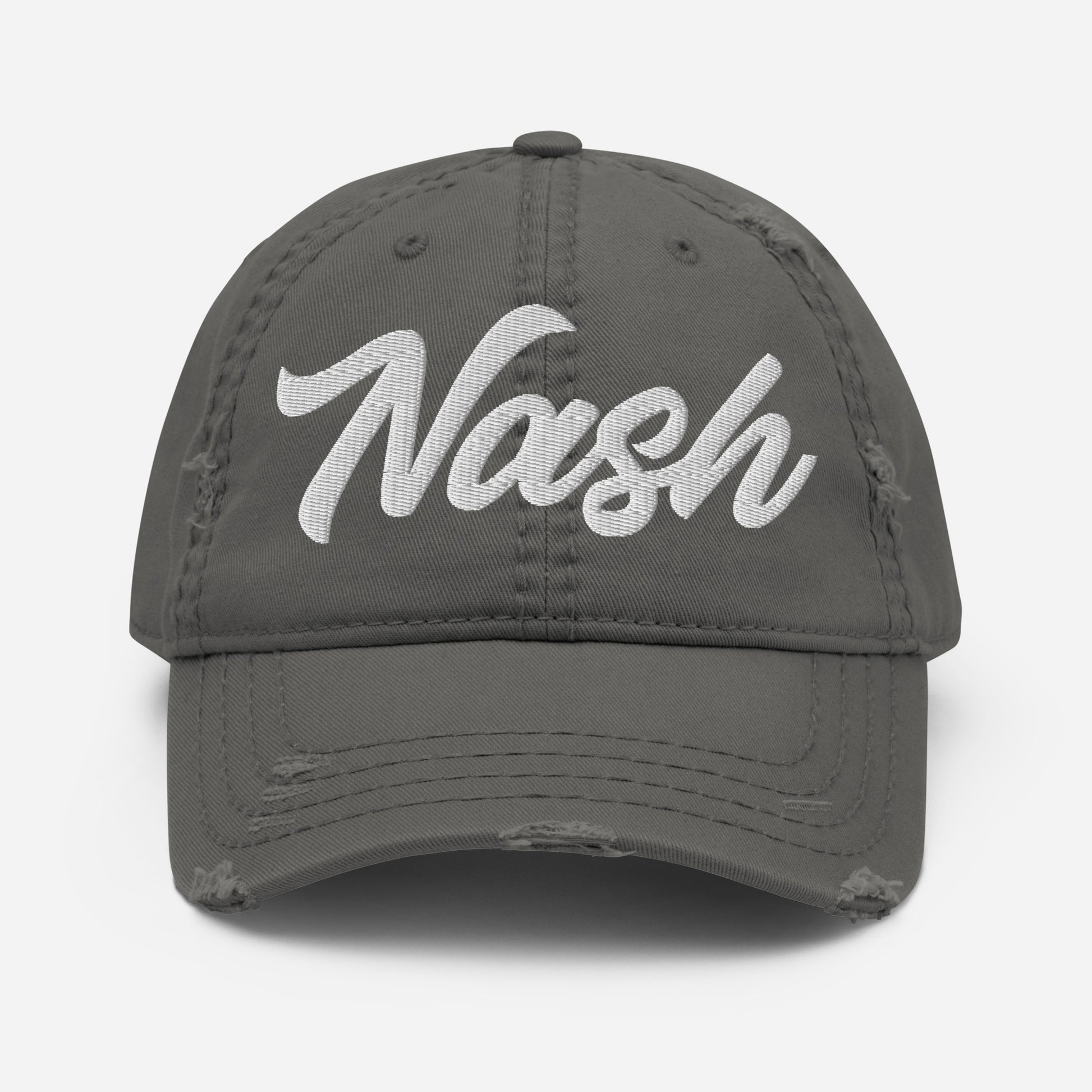 Nash Embroidered Distressed Dad Hat, Flow Font-Soul Flow Apparel