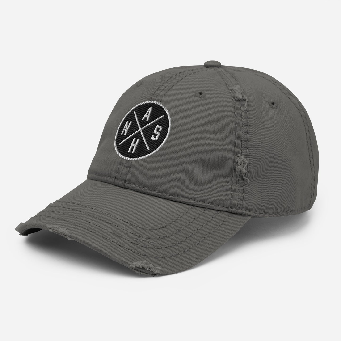 Circled Nash Embroidered Distressed Dad Hat-Soul Flow Apparel
