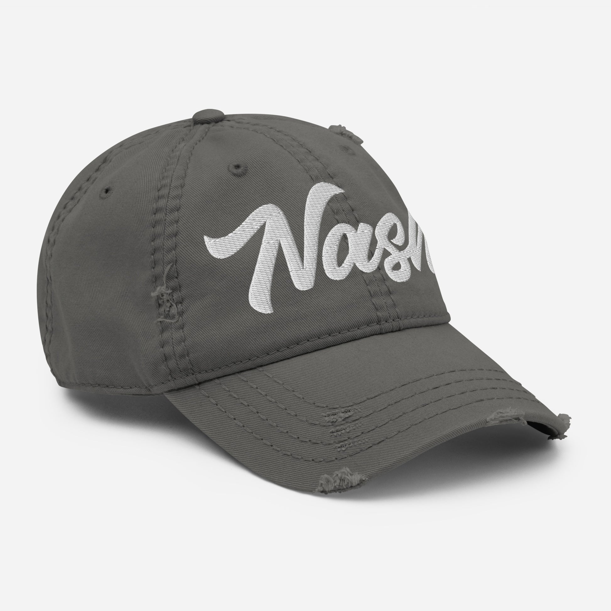 Nash Embroidered Distressed Dad Hat, Flow Font-Soul Flow Apparel