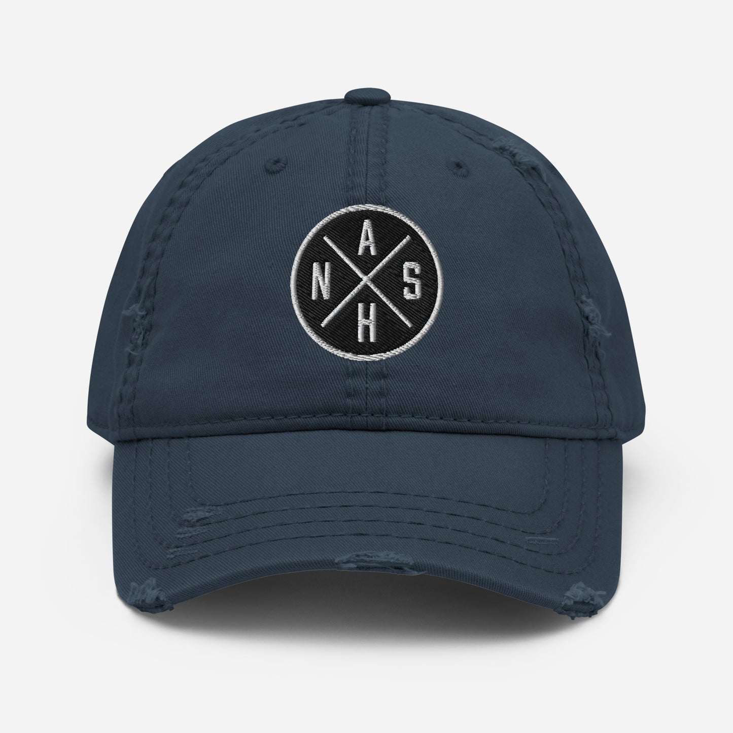 Circled Nash Embroidered Distressed Dad Hat-Soul Flow Apparel