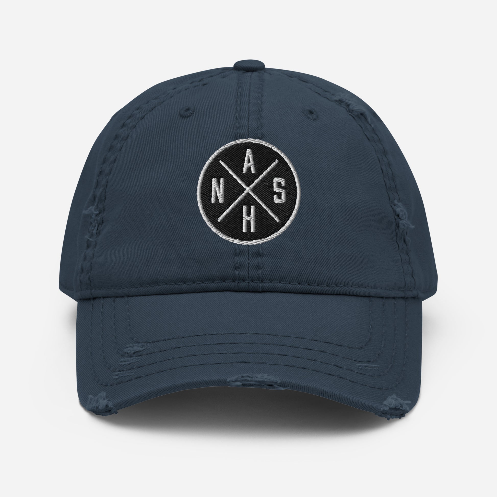 Circled Nash Embroidered Distressed Dad Hat-Soul Flow Apparel