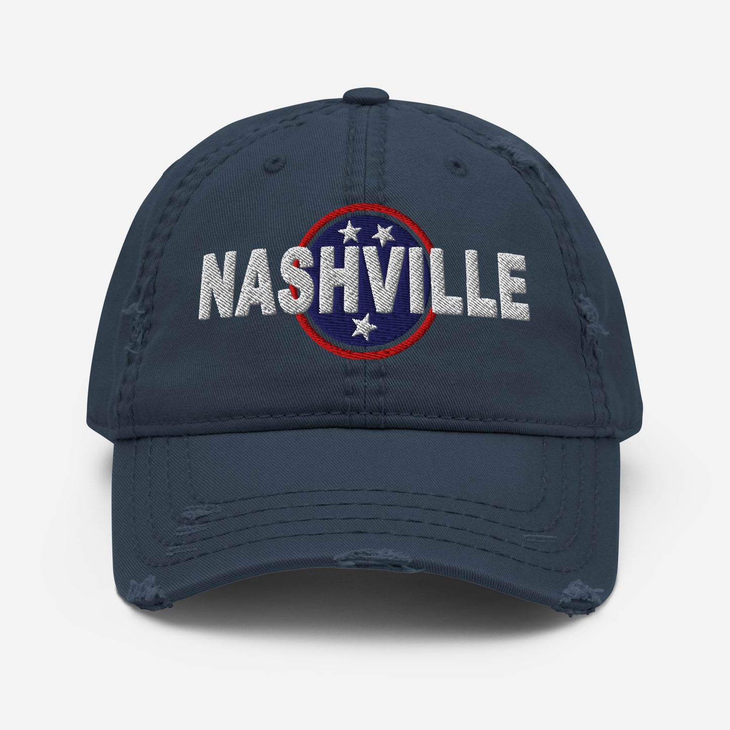 Nashville Embroidered Distressed Dad Hat-Soul Flow Apparel