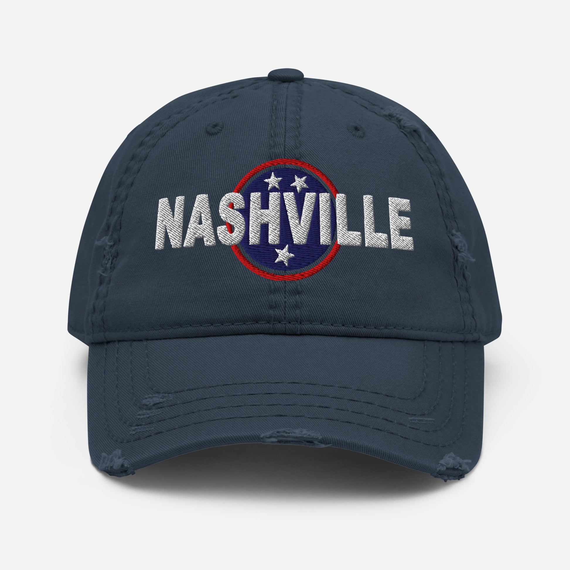 Nashville Embroidered Distressed Dad Hat-Soul Flow Apparel