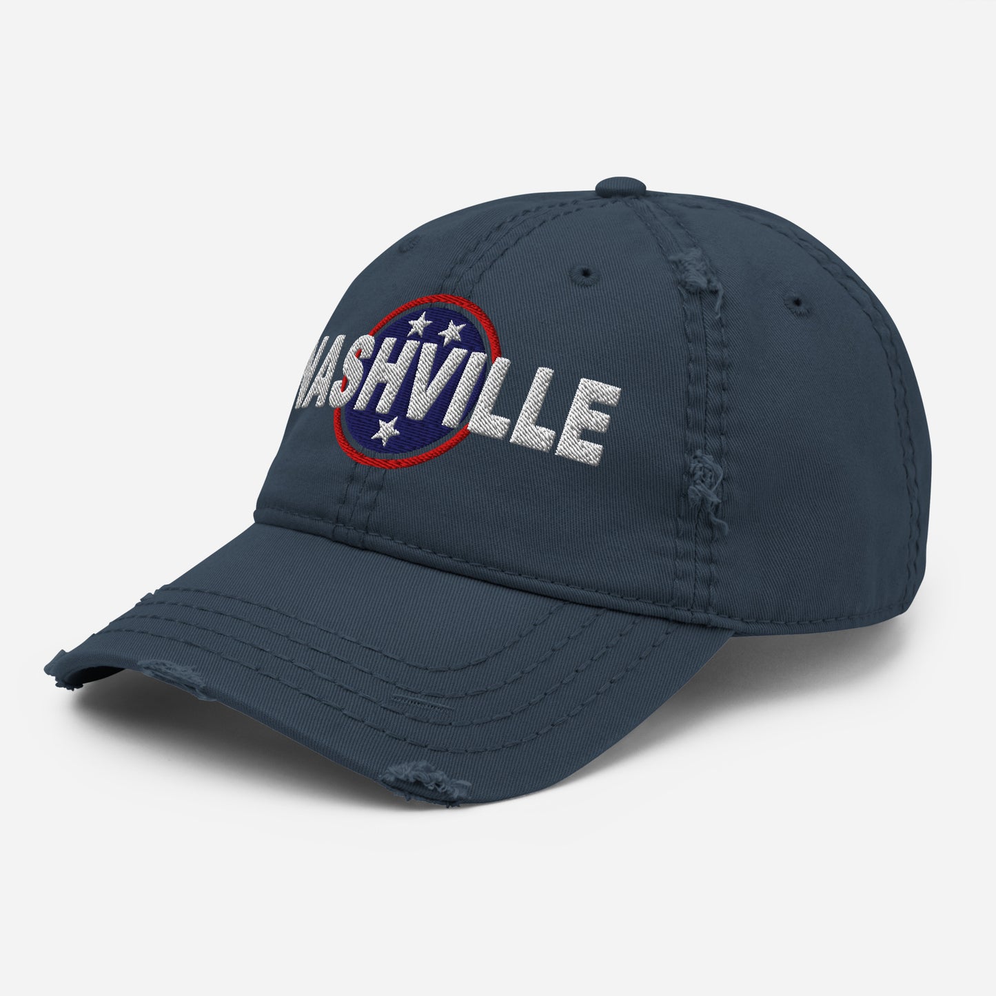 Nashville Embroidered Distressed Dad Hat-Soul Flow Apparel