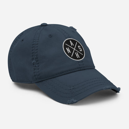 Circled Nash Embroidered Distressed Dad Hat-Soul Flow Apparel