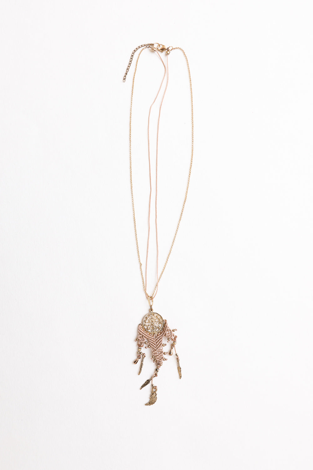 Leto Collection gold layered dreamcatcher pendant necklace with feather charms Boho Necklace, Boho Chic Jewelry, Spiritual