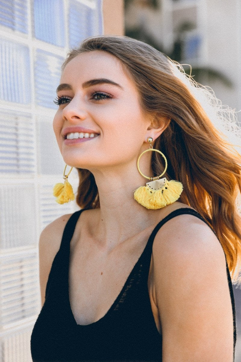 Drop Tassel Fan Earrings-Soul Flow Apparel