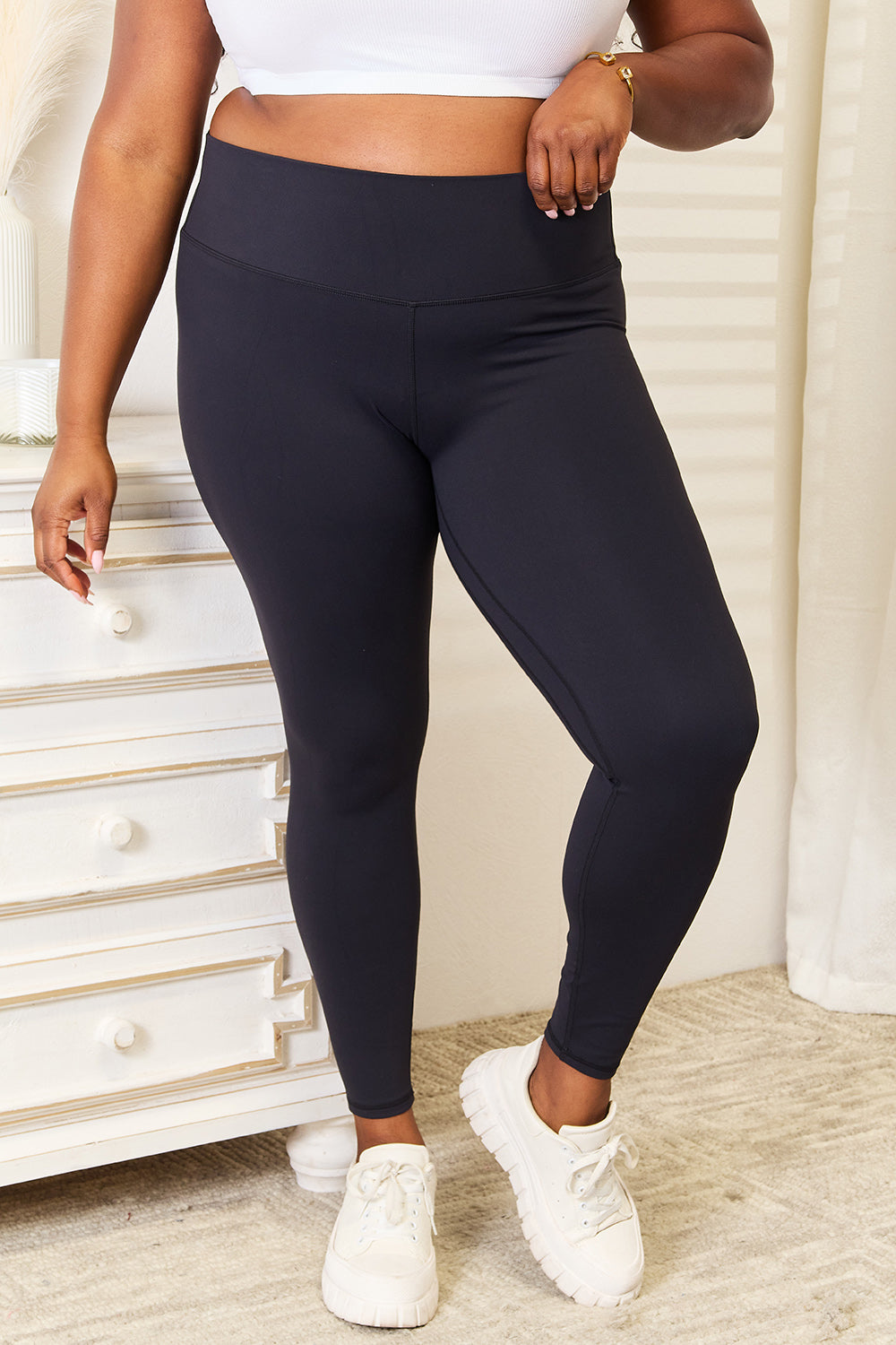 Double Take Wide Waistband Sports Leggings-Soul Flow Apparel