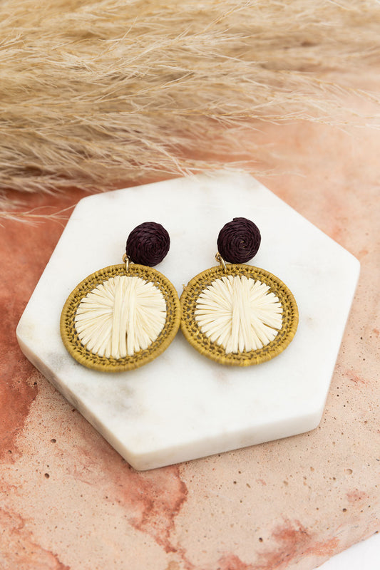 Earthy Chic Raffia Dangle Earrings-Soul Flow Apparel