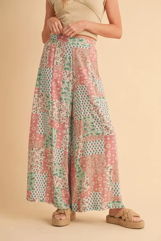 Aemi+Co Printed Wide Leg Pants-Soul Flow Apparel