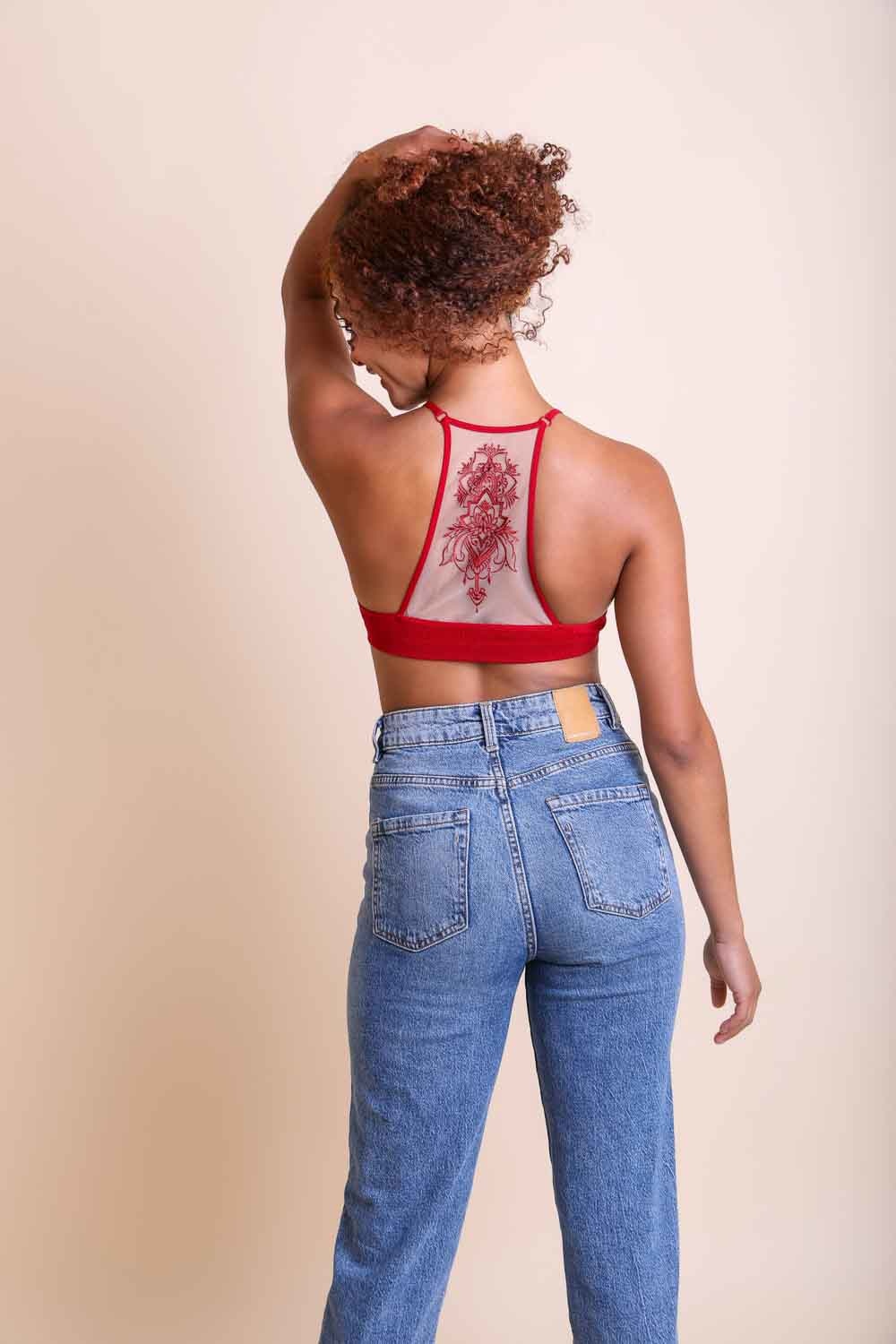 Tattoo Back Bralette – Seamless Design with Mesh Detail-Soul Flow Apparel