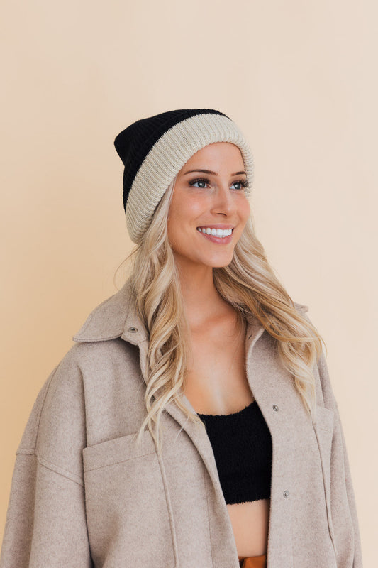 Essential Harmony Two-Tone Knit Beanie-Soul Flow Apparel
